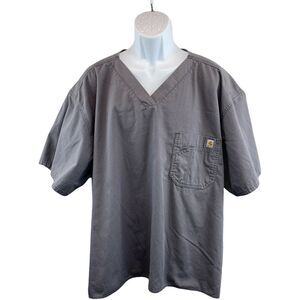 Carhartt Scrub Top Medical Shirt Mens Size 3X Gray V-Neck Short Sleeve Pocket
